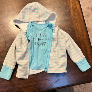 Zip up sweater and long sleeve shirt brand hands size 12-18 months